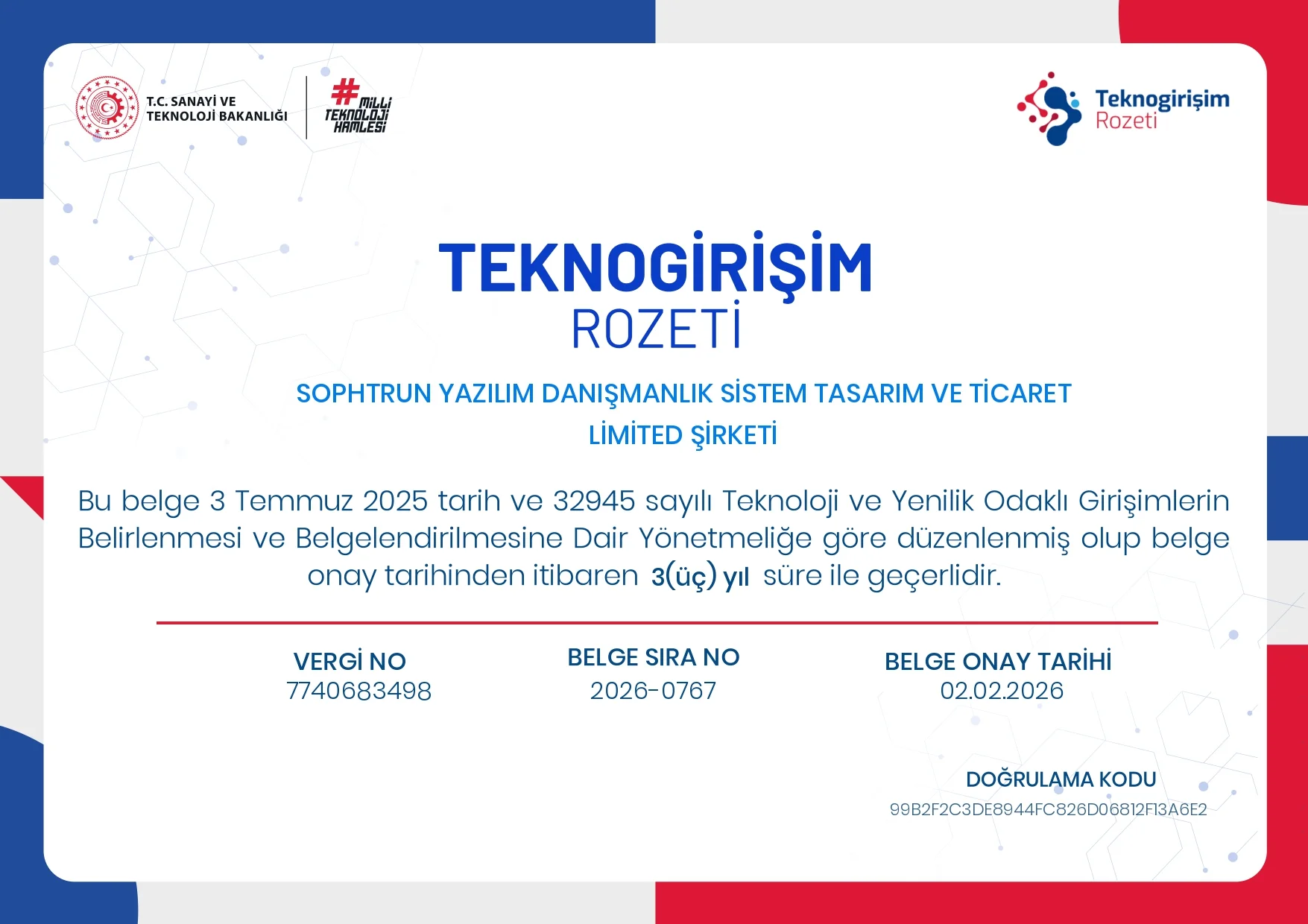 AREaiONX Earns the Teknogirişim Badge